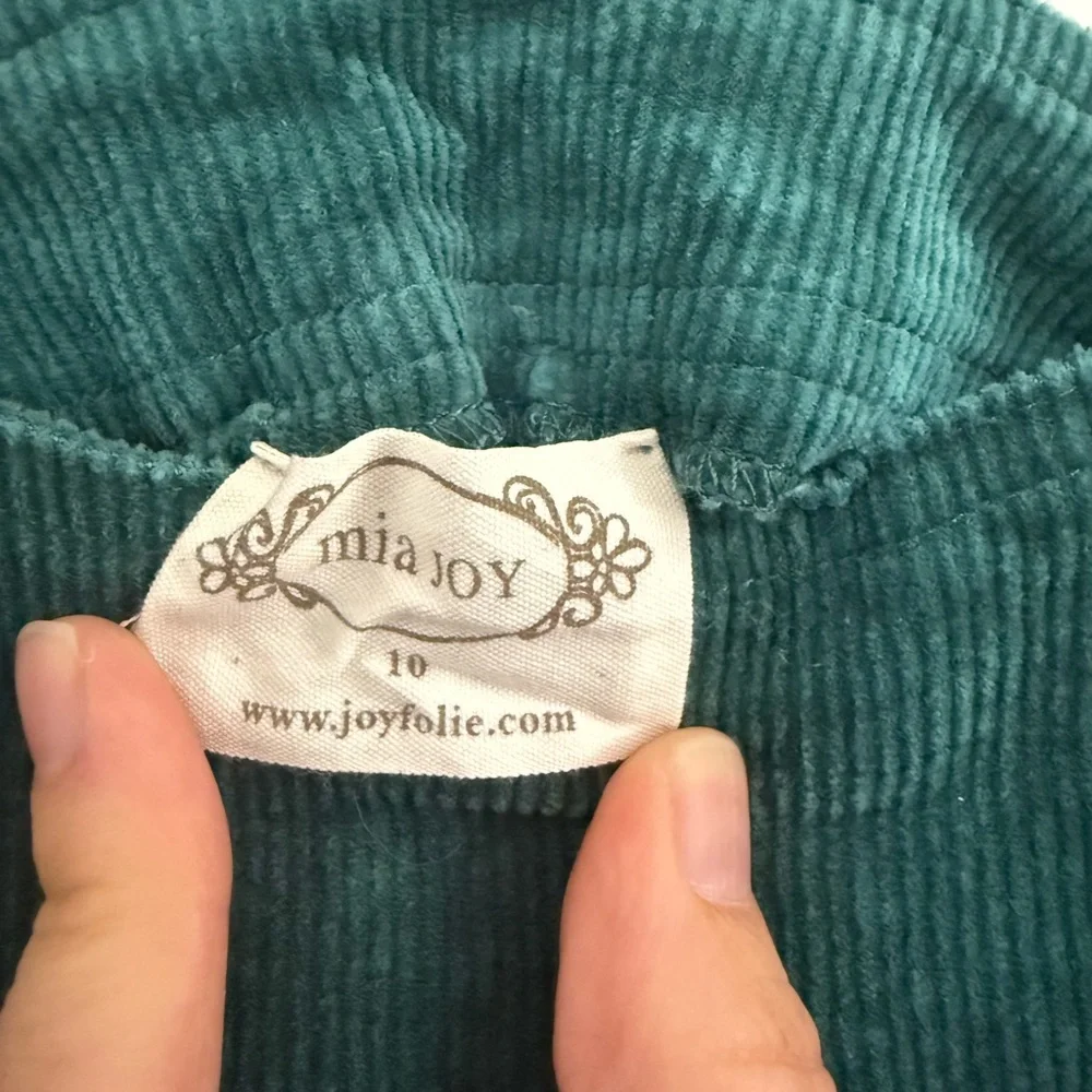 Joyfolie Teal Corduroy Pinafore Dress